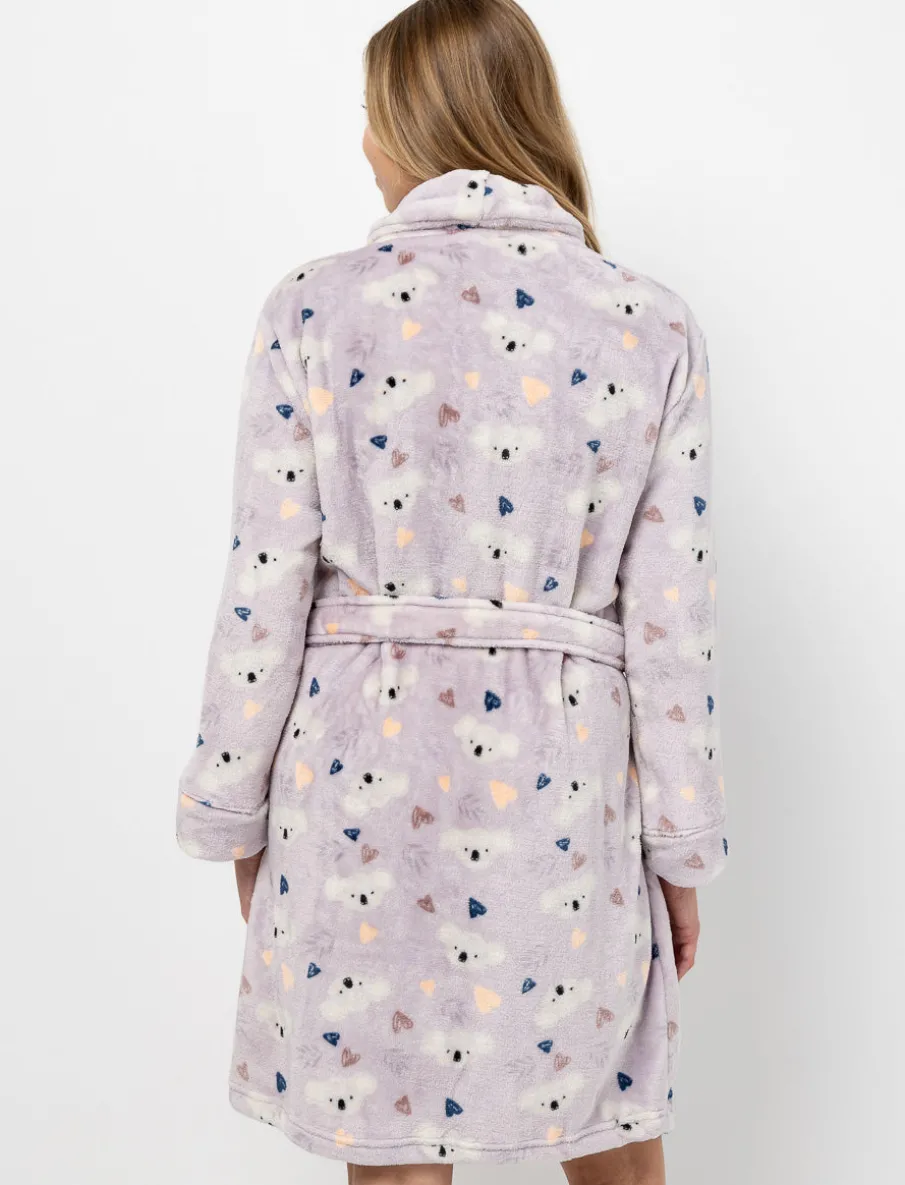 Plush Bathrobe with Koala Print