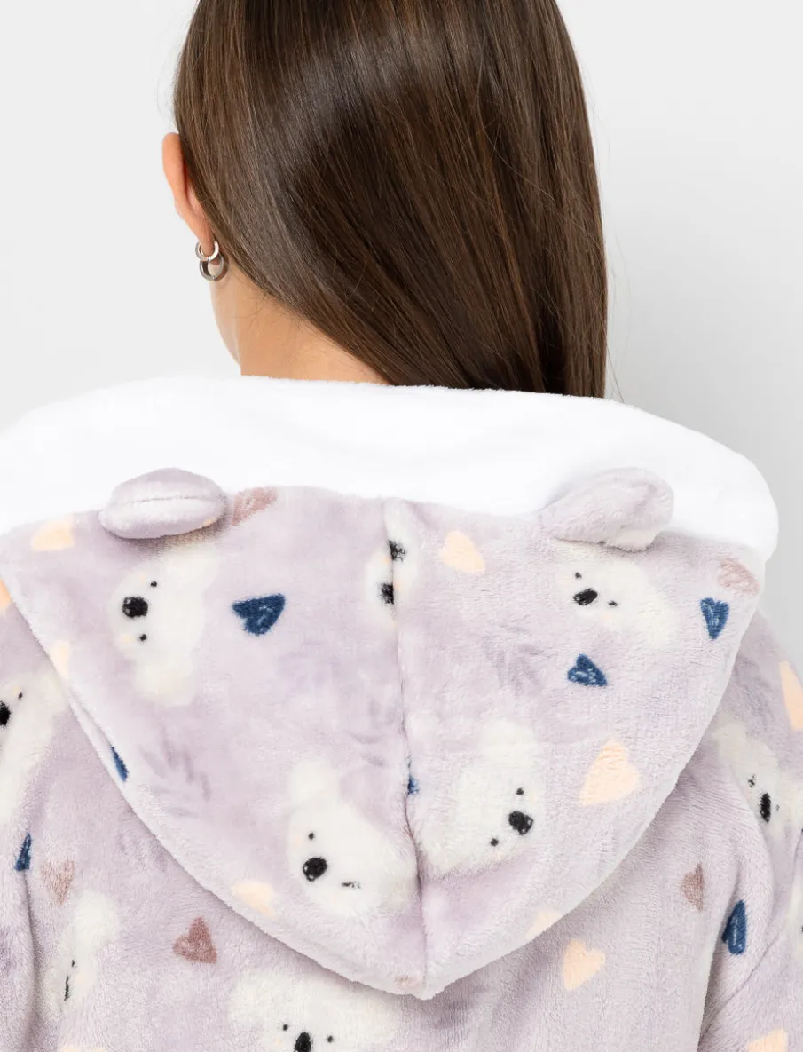Plush Koala Print Bathrobe