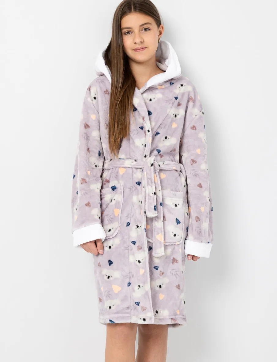 Plush Koala Print Bathrobe