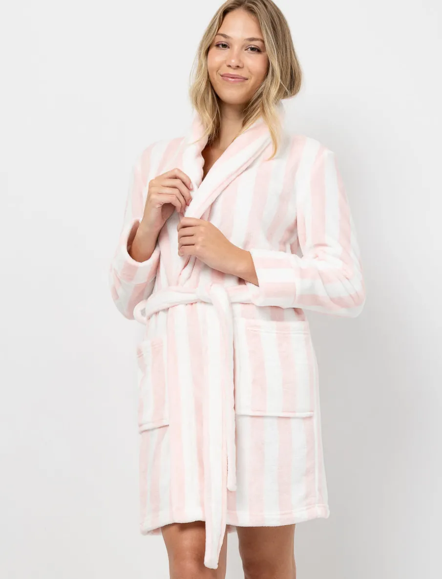 Plush Striped Bathrobe