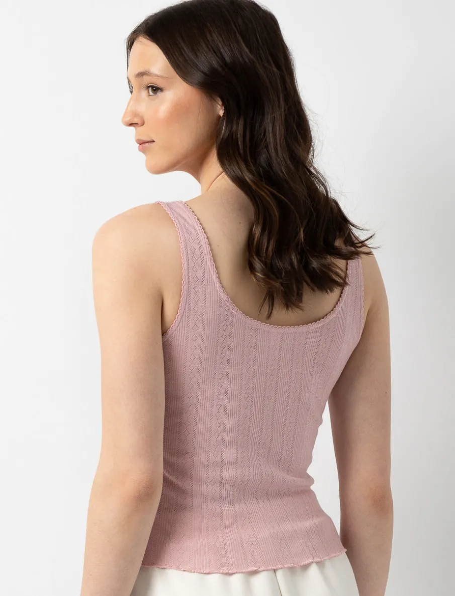 Pointelle PJ Tank Top with Lettuce Hem