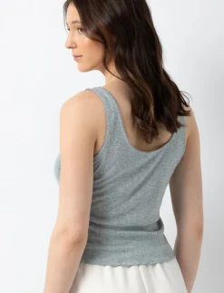 Pointelle PJ Tank Top with Lettuce Hem