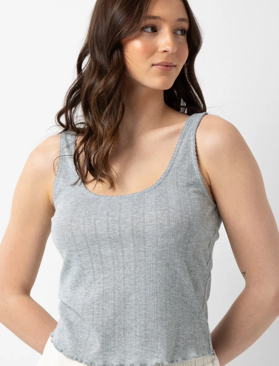 Pointelle PJ Tank Top with Lettuce Hem