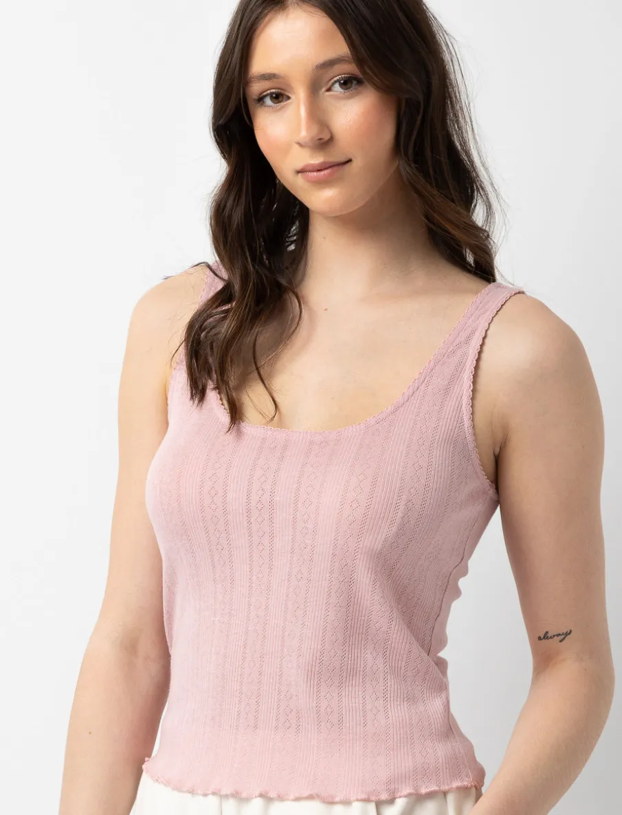 Pointelle PJ Tank Top with Lettuce Hem