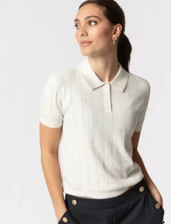 Pointelle-knit Polo
