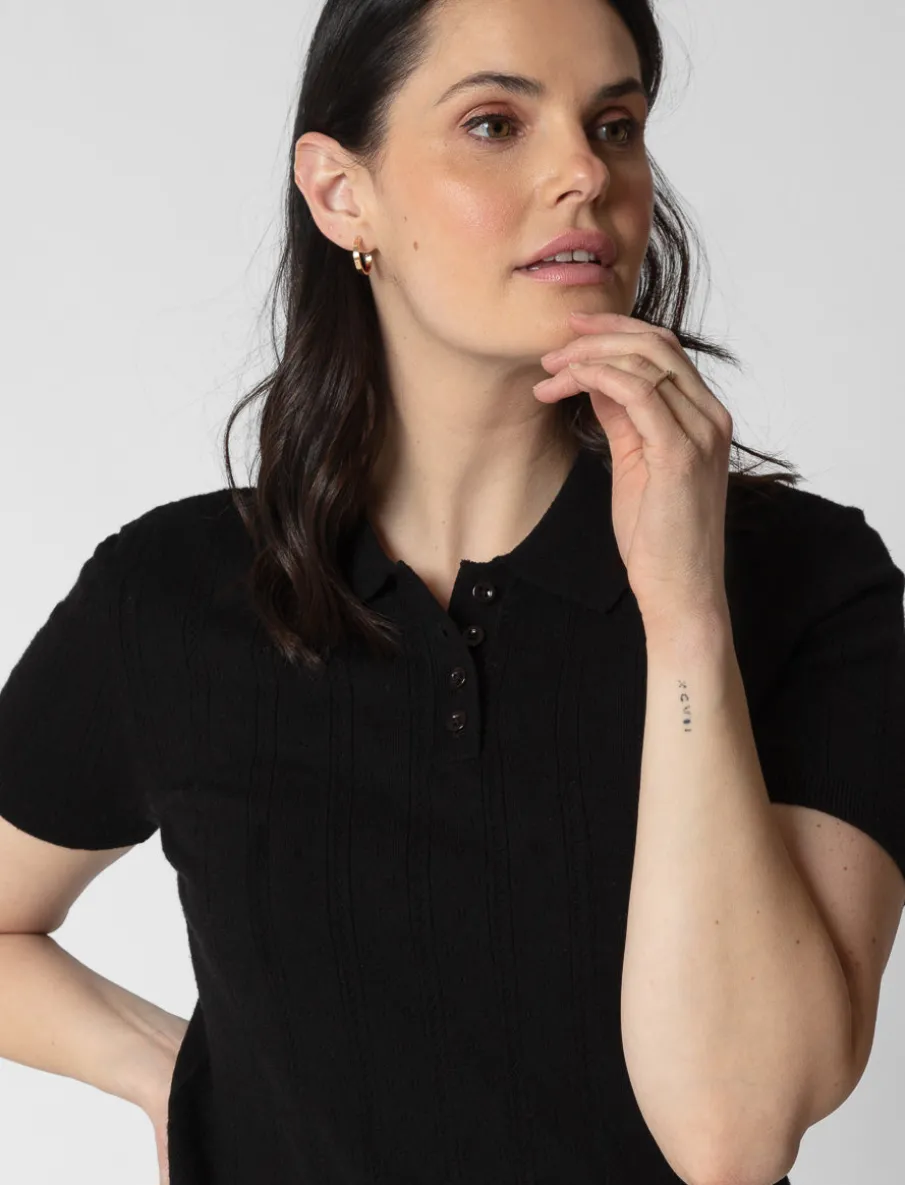 Pointelle-knit Polo