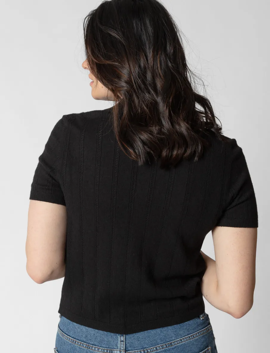 Pointelle-knit Polo
