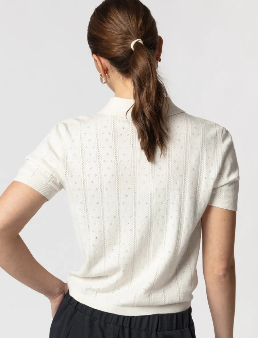 Pointelle-knit Polo