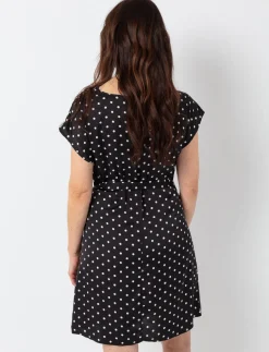 Polka Dot Cinched-waist Dress