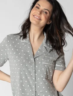 Polka-dot Short-sleeve Night Shirt