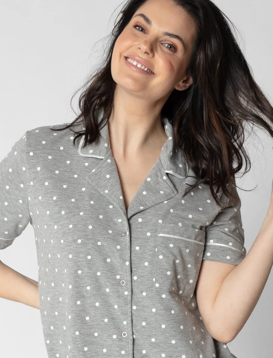 Polka-dot Short-sleeve Night Shirt
