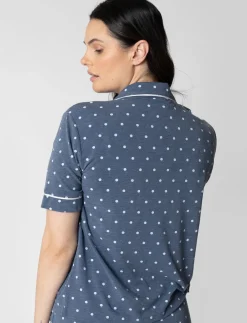 Polka-dot Short-sleeve Night Shirt
