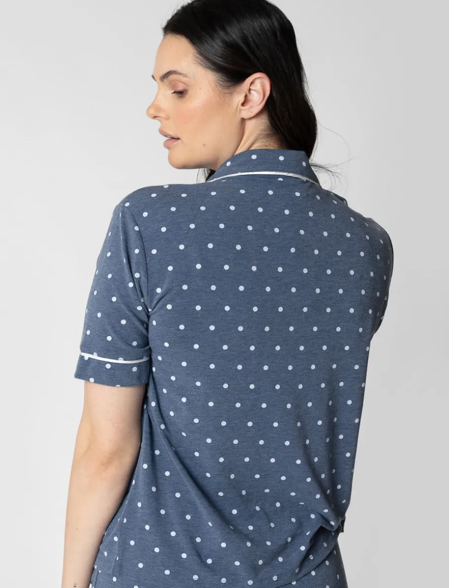 Polka-dot Short-sleeve Night Shirt