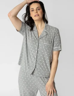 Polka-dot Short-sleeve Night Shirt