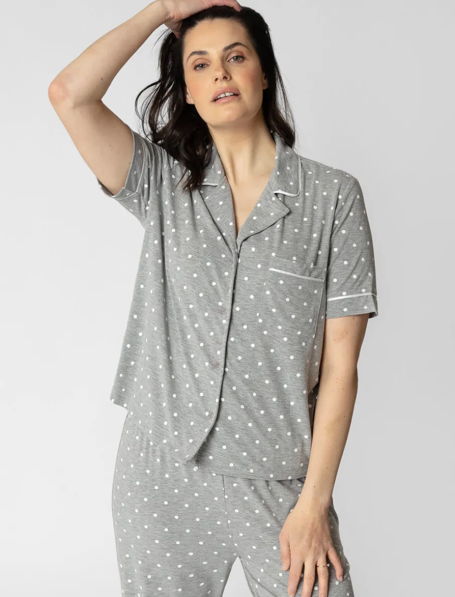 Polka-dot Short-sleeve Night Shirt