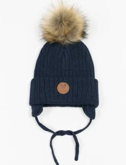 Pompom Beanie with Ear Flaps - Children