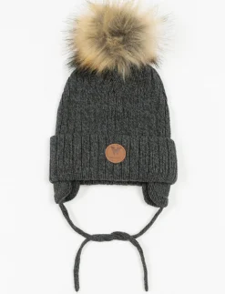 Pompom Beanie with Ear Flaps - Children