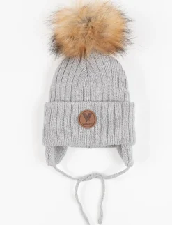 Pompom Beanie with Ear Flaps - Children