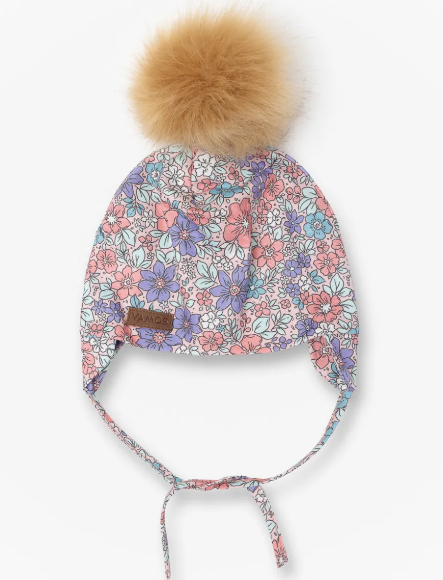 Pompom Beanie with Ear Flaps - Little Girls