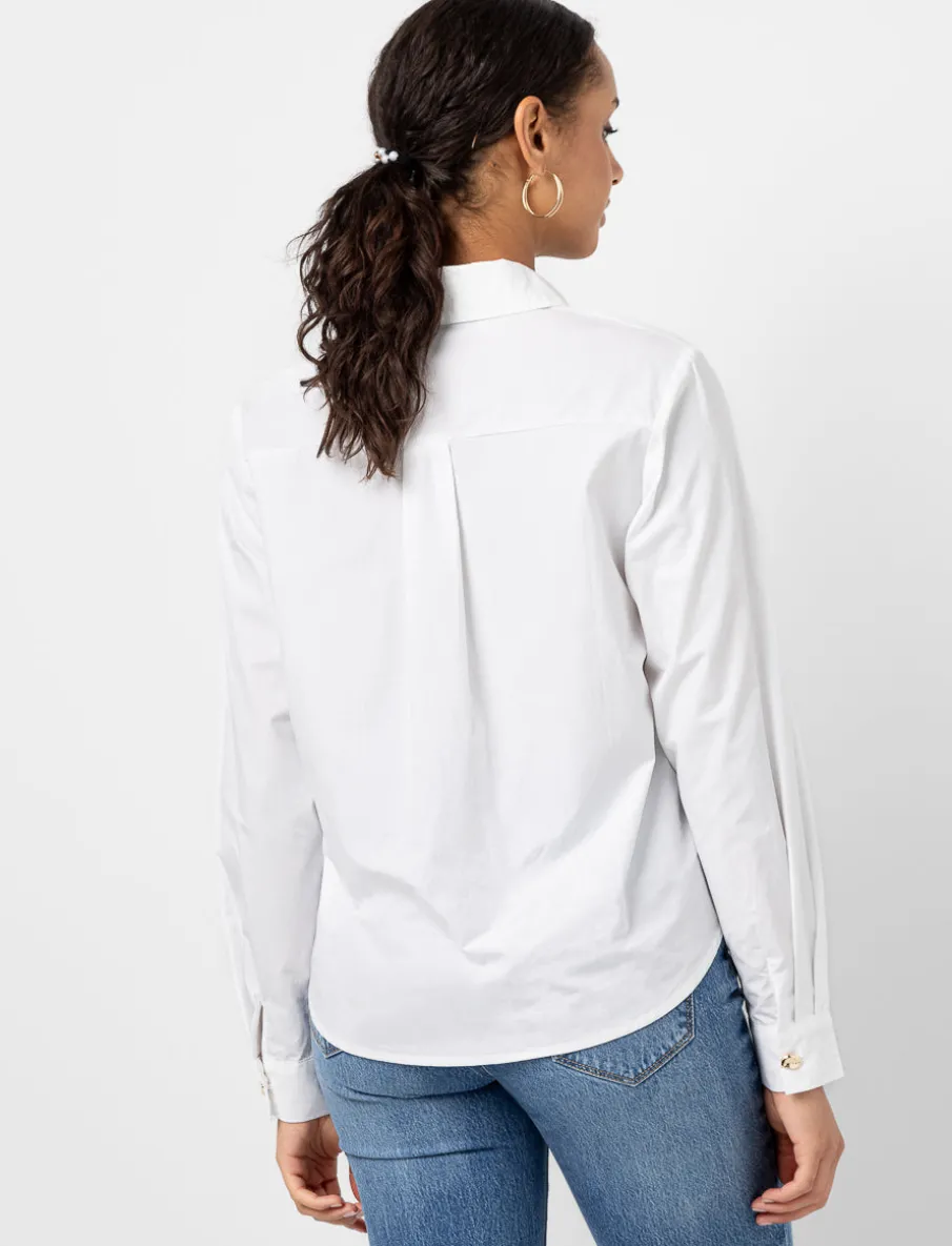 Poplin Shirt with Gold Buttons