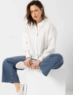Poplin Shirt with Rhinestone Details