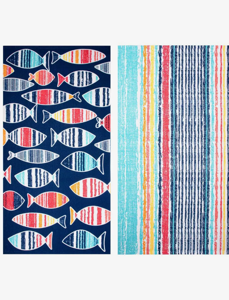 Printed Beach Towels - Set of 2
