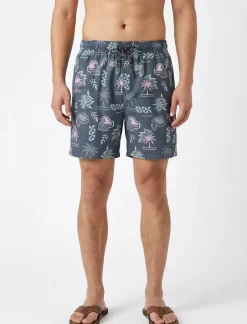 Printed boardshorts with elasticated waist