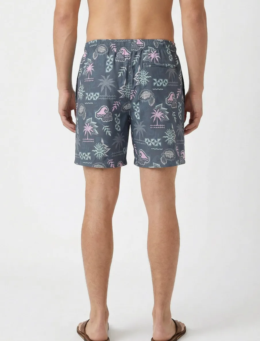 Printed boardshorts with elasticated waist