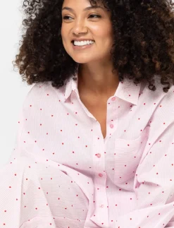 Printed Button-front PJ Blouse