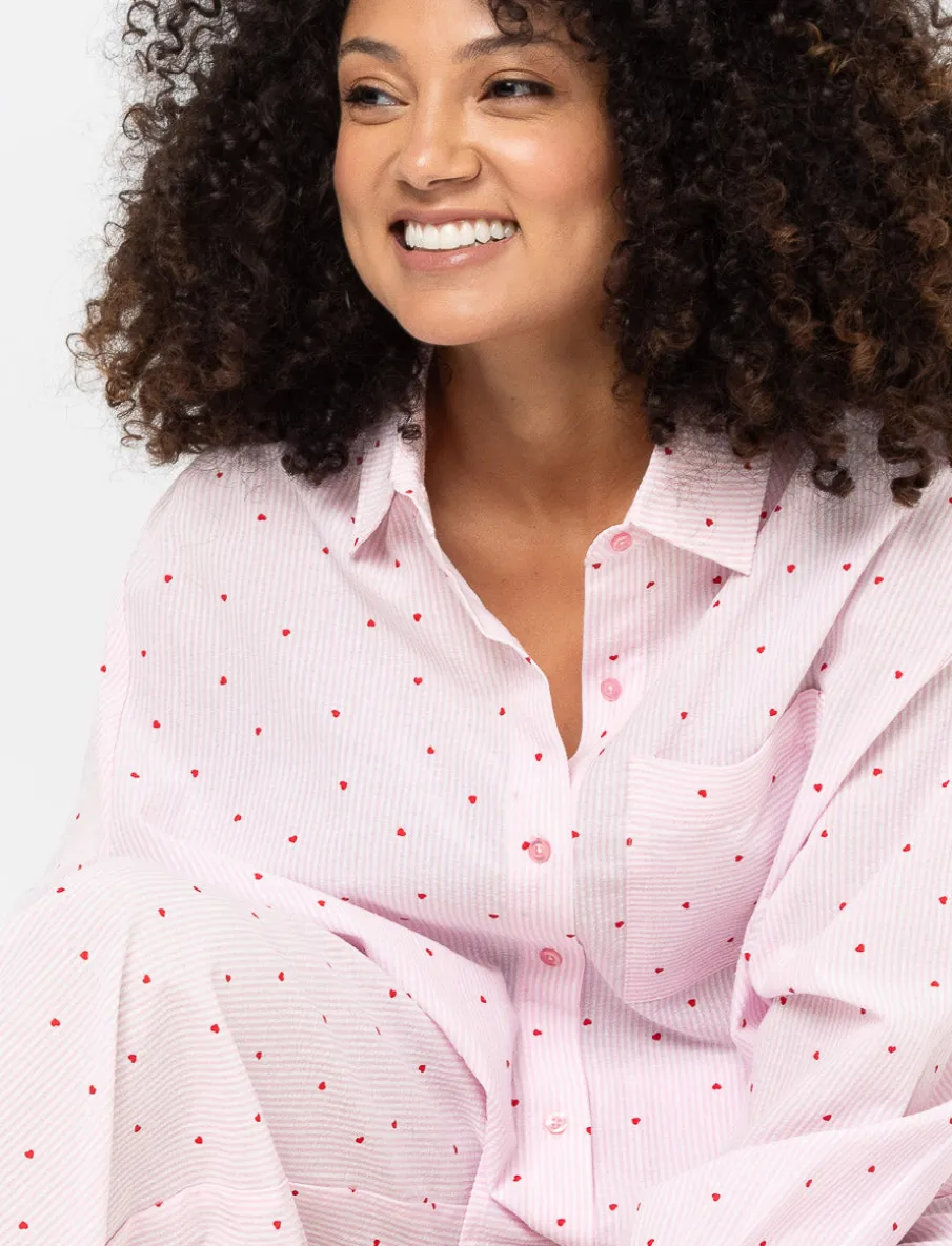Printed Button-front PJ Blouse