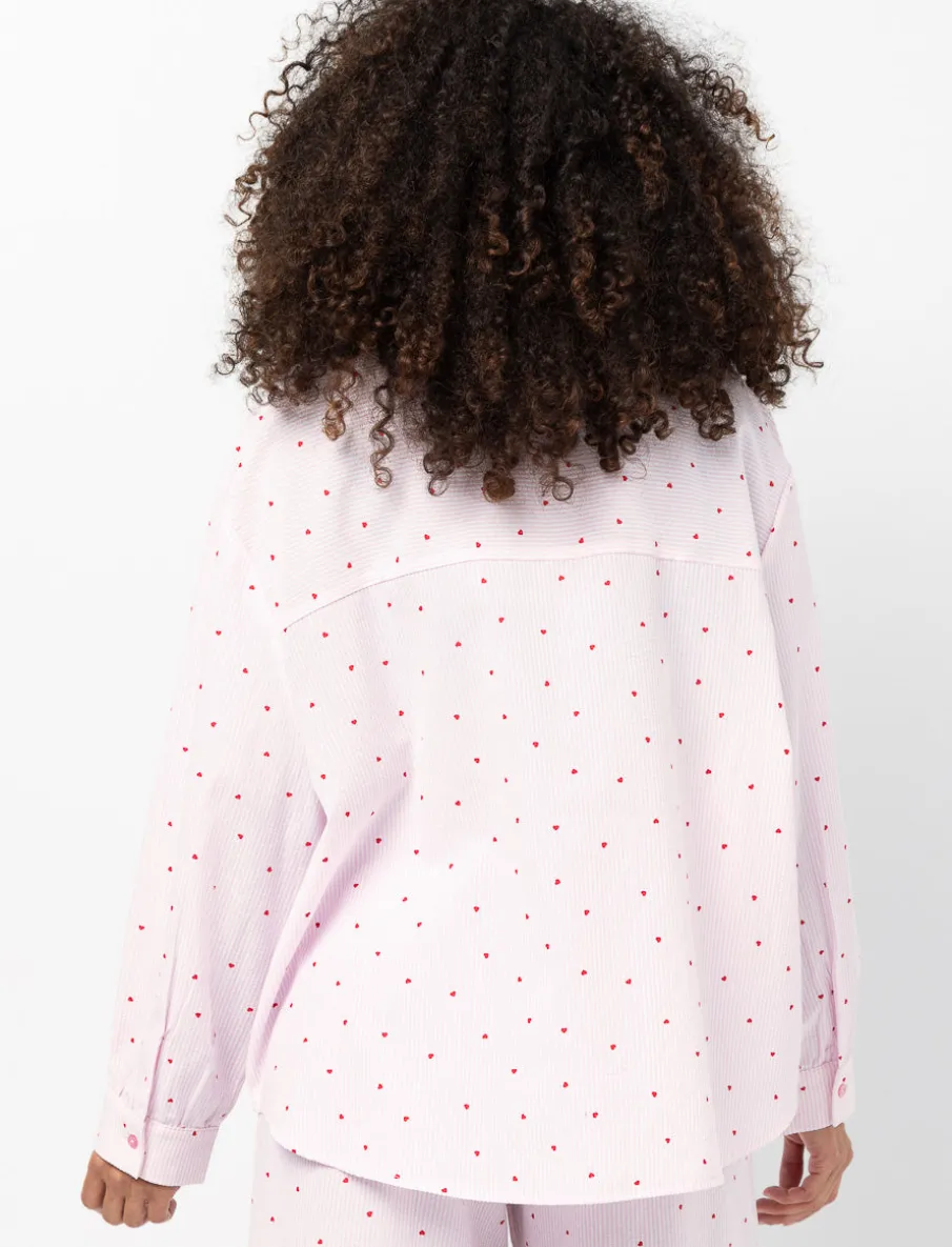 Printed Button-front PJ Blouse