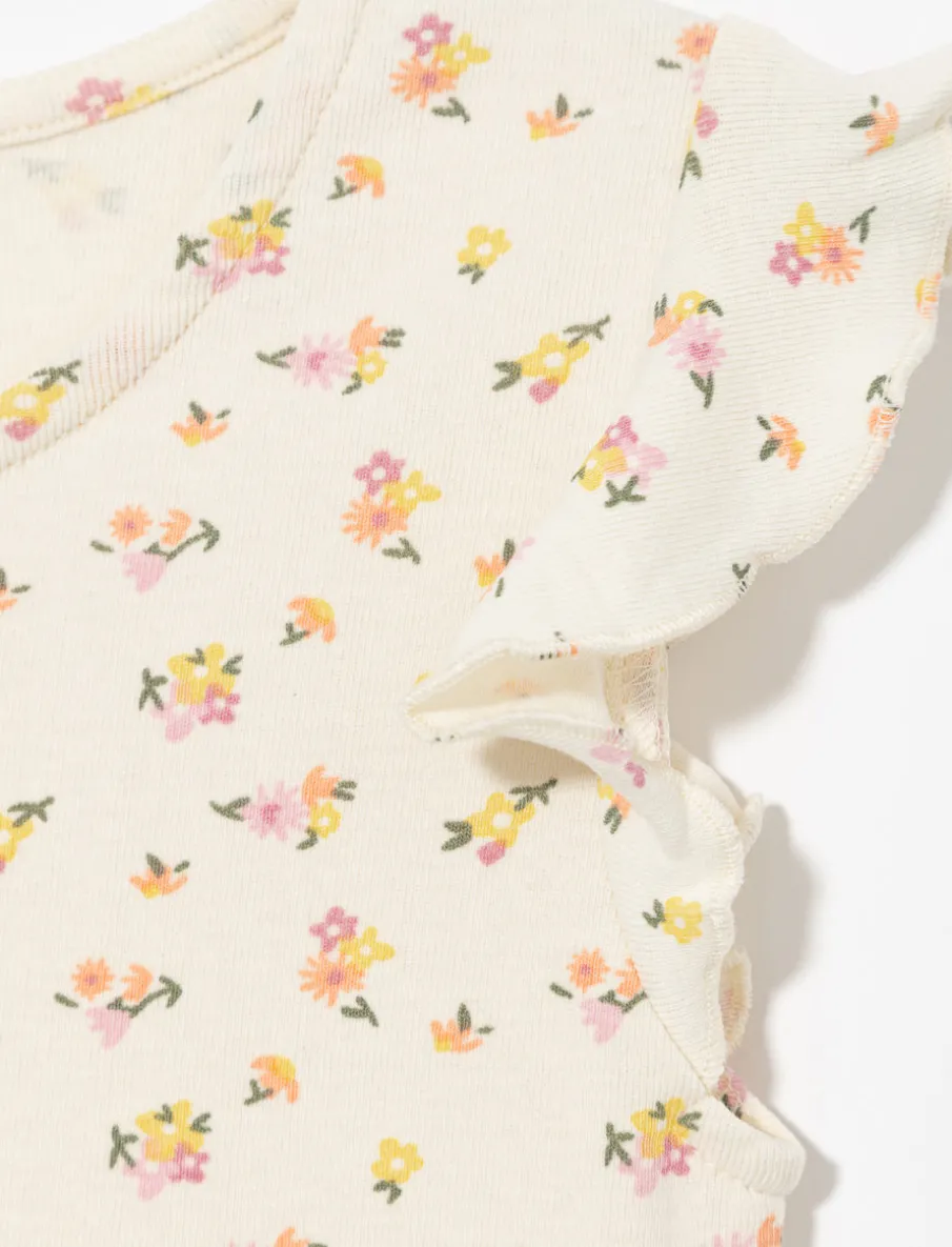 Printed Crew Neck Dress - Little Girls
