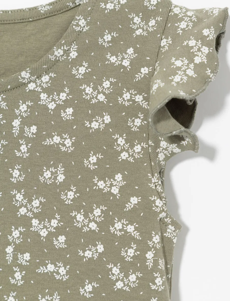 Printed Crew Neck Dress - Little Girls