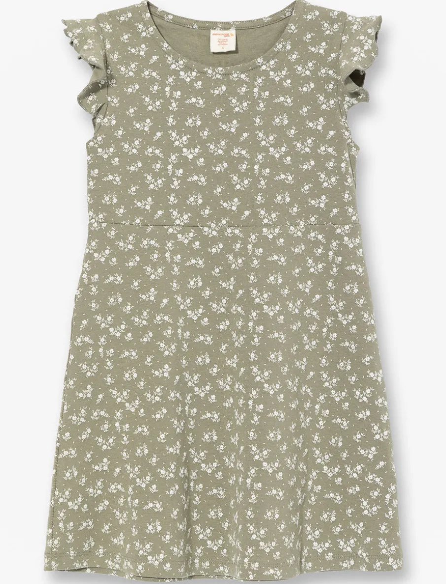 Printed Crew Neck Dress - Little Girls