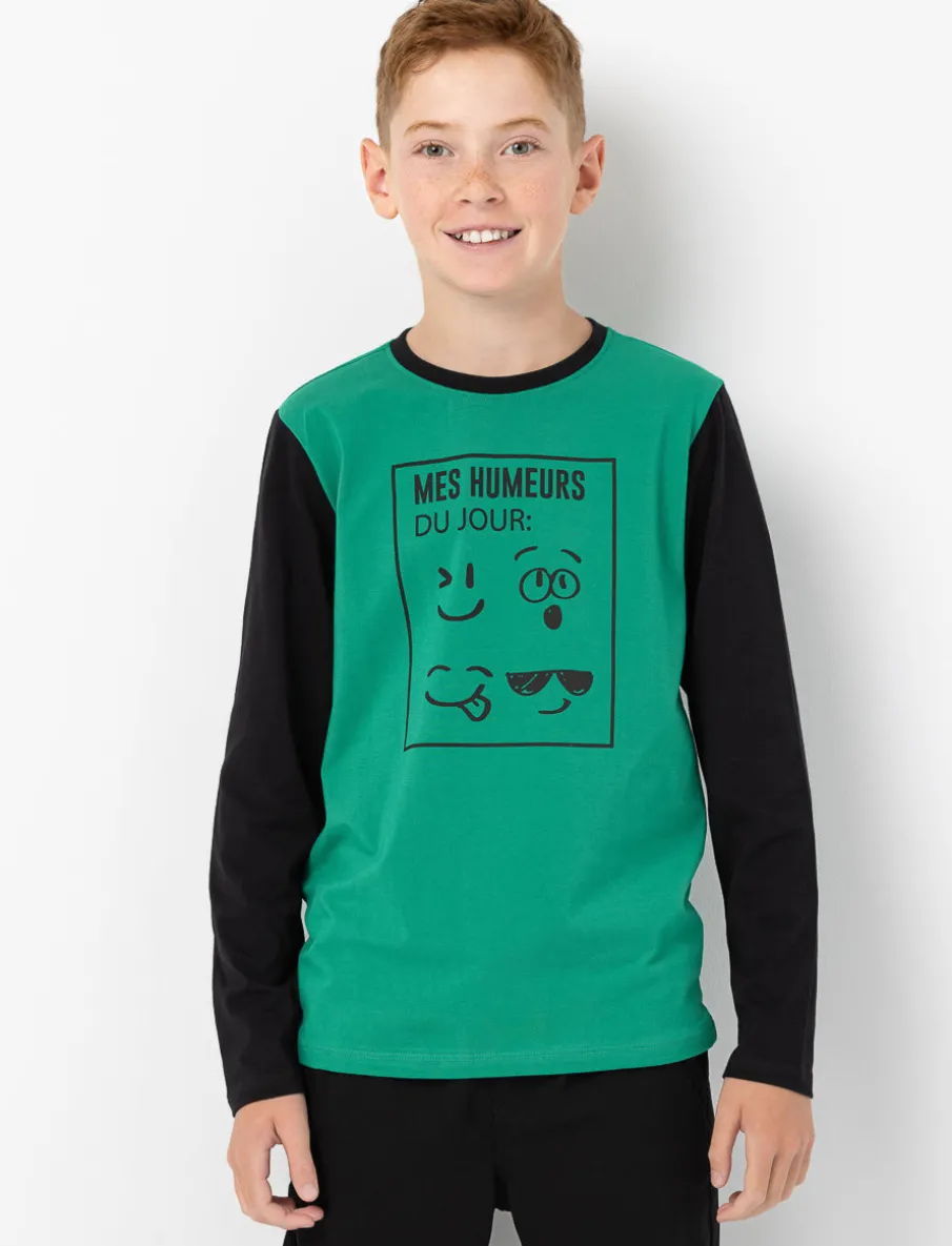 Printed Crew-neck Long-sleeve T-shirt