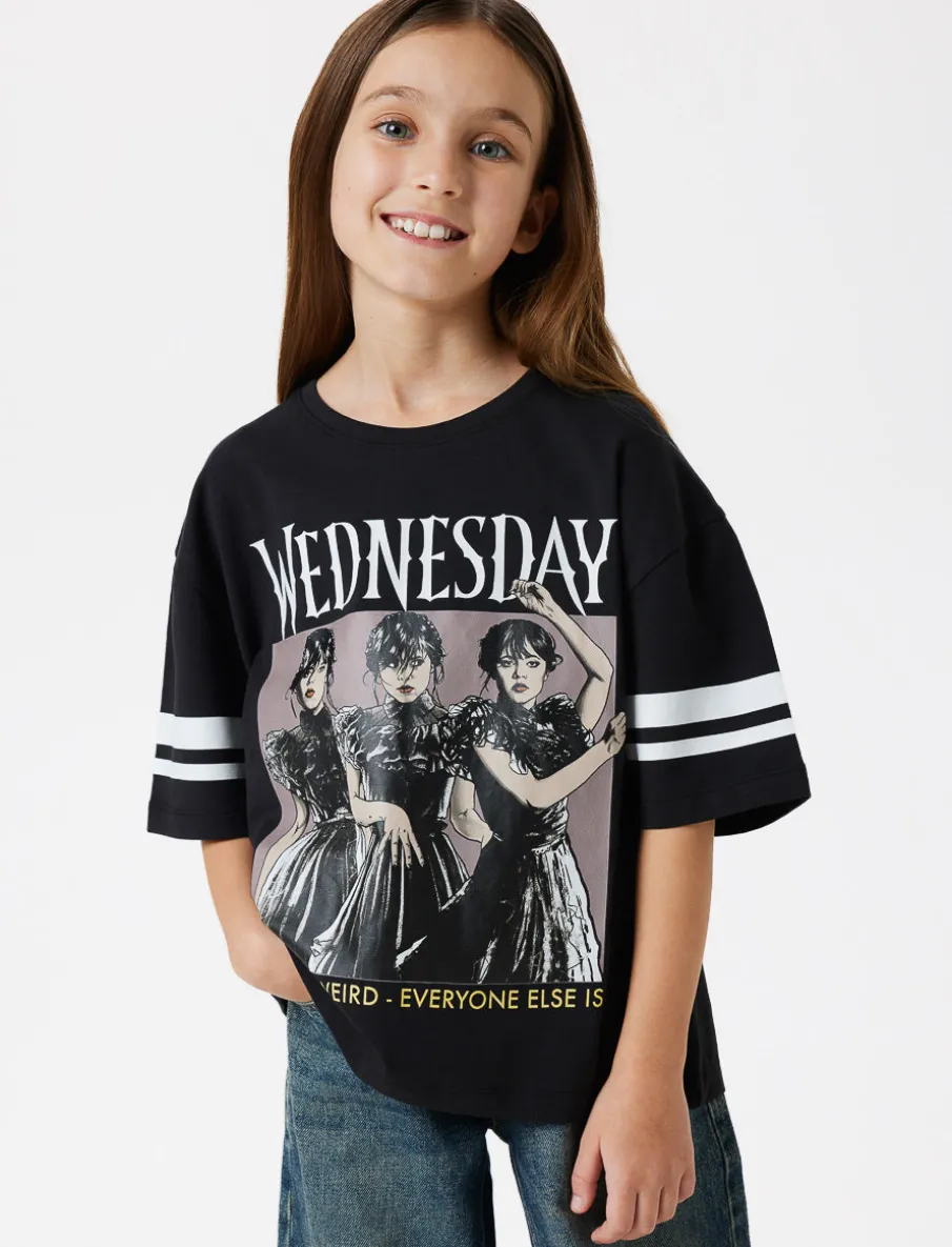 Printed Crew-neck T-shirt - Wednesday Addams
