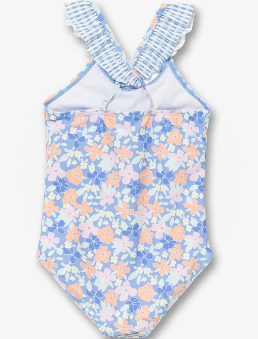 Printed Cross-strap 1-piece Swimsuit with - Little Girl