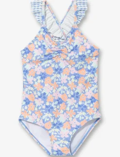 Printed Cross-strap 1-piece Swimsuit with - Little Girl