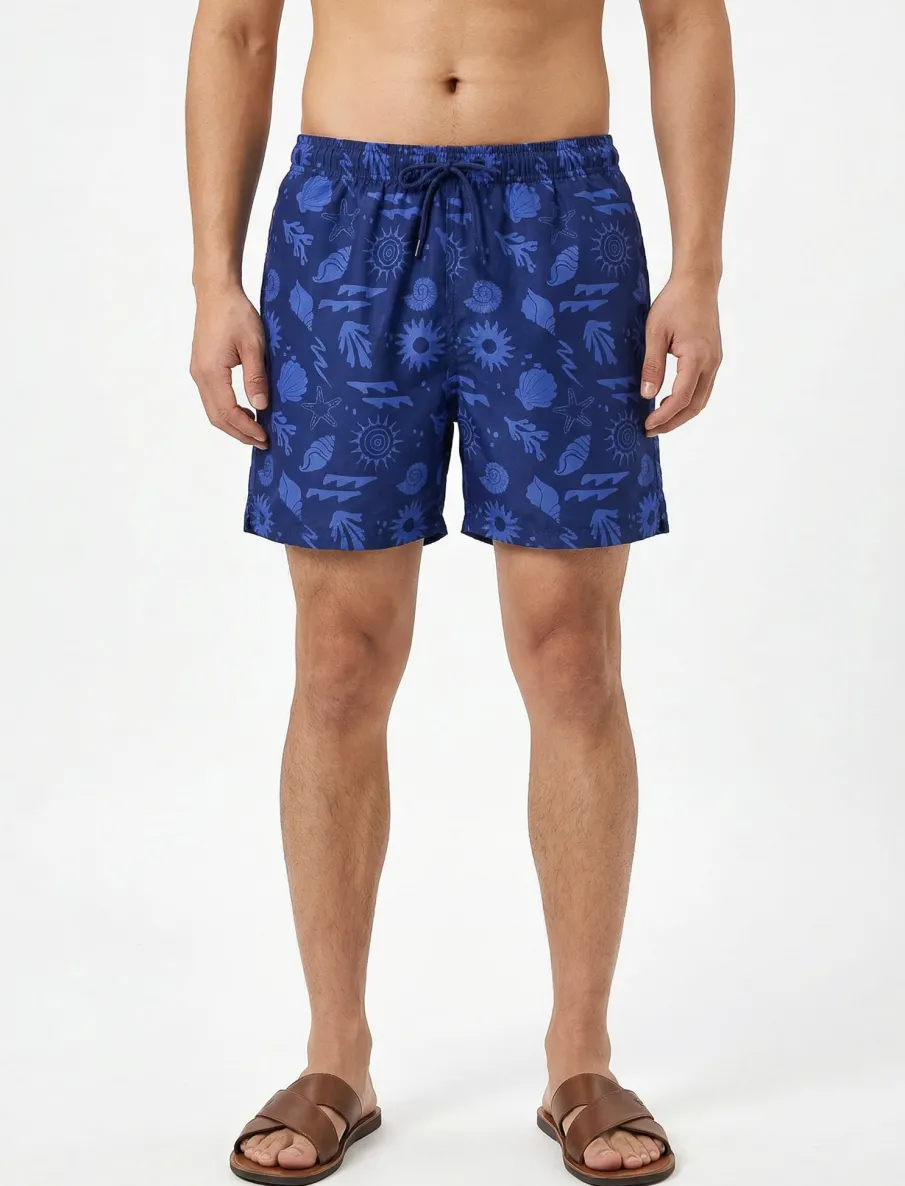 Printed Elastic Waist Boardshort