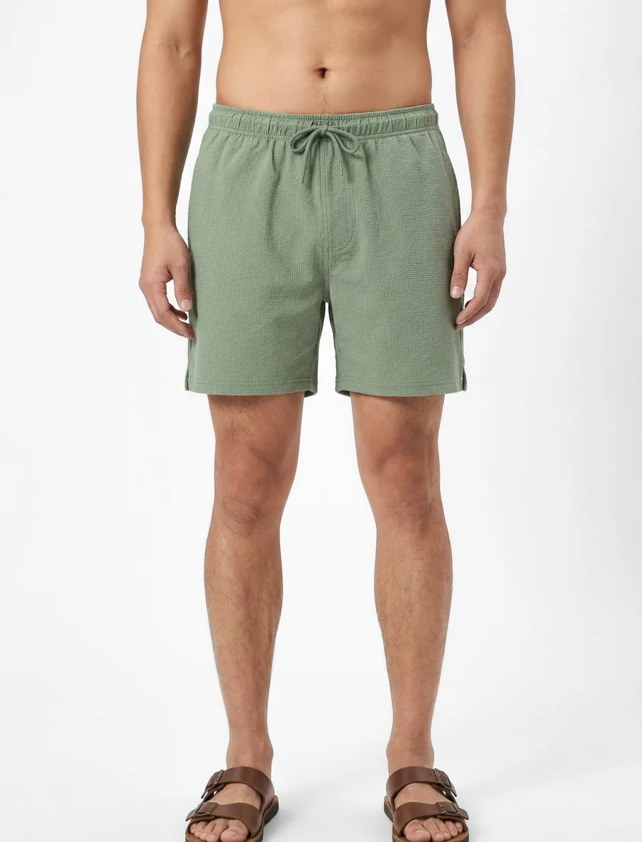 Printed Elastic Waist Boardshort