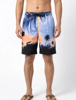 Printed Elastic Waist Boardshort