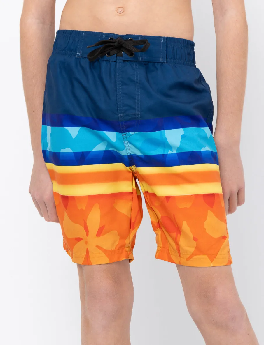 Printed Elastic-waist Boardshorts