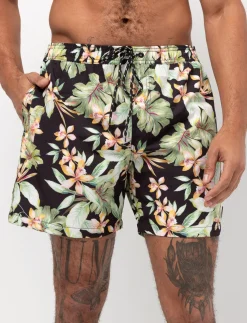 Printed Elastic-waist Boardshorts