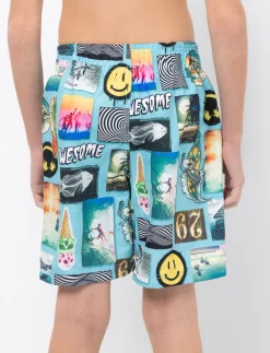 Printed Elastic-waist Boardshorts