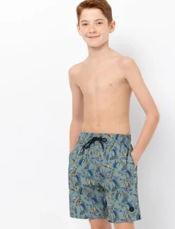 Printed Elastic-waist Boarshorts