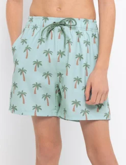 Printed Elastic-waist Boardshorts