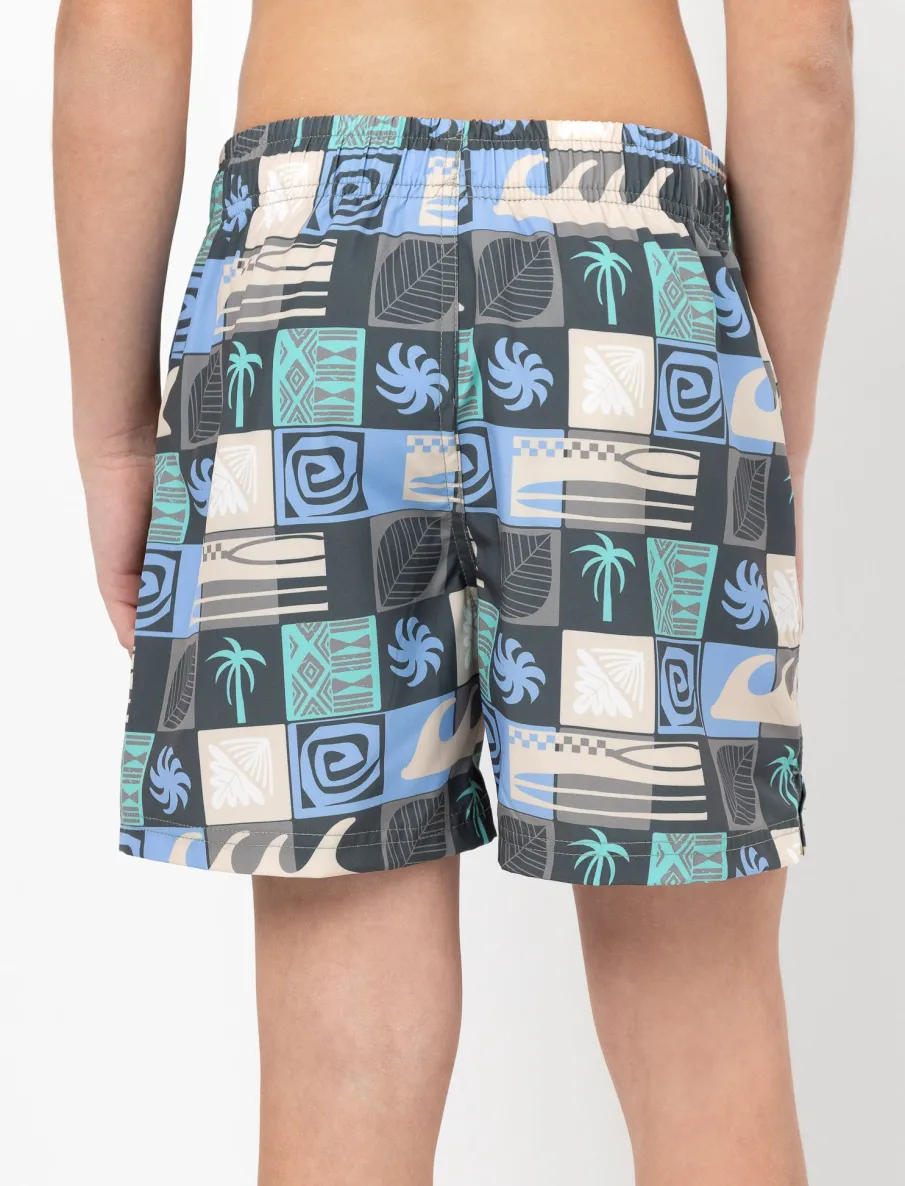 Printed Elastic-waist Boardshorts