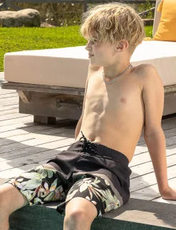 Printed Elastic-waist Boardshorts