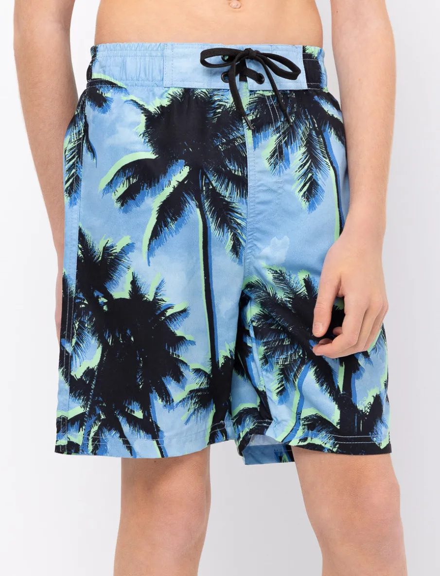 Printed Elastic-waist Boardshorts