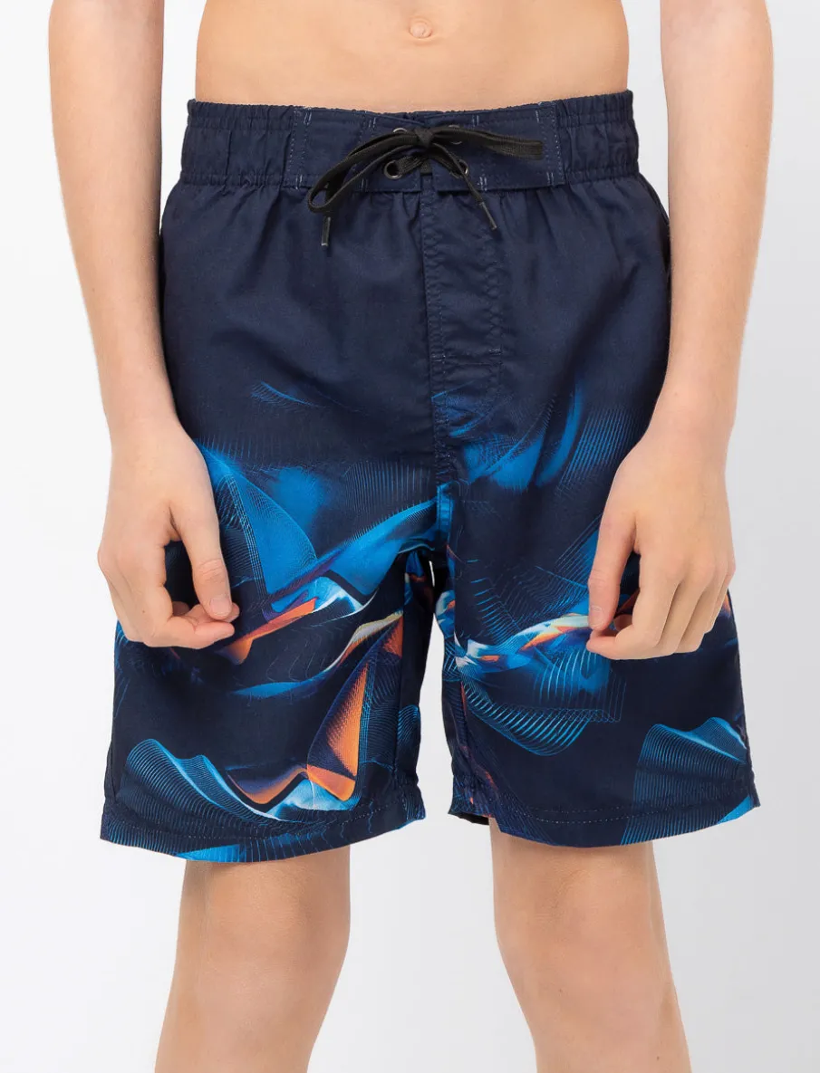 Printed Elastic-waist Boardshorts